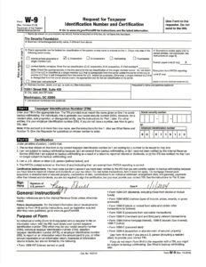 form for the TSF w-9